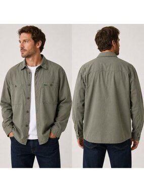 Lacoste Men’s Overshirt Shirt Jacket XL/2XL Dull Olive Green Cotton Button Front
